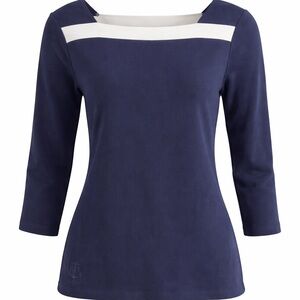 Ralph Lauren Navy and White Long Sleeve Top